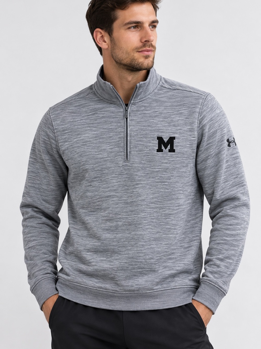 Under Armour Storm Men’s Gray Heather Quarter Zip Pullover size SM/P